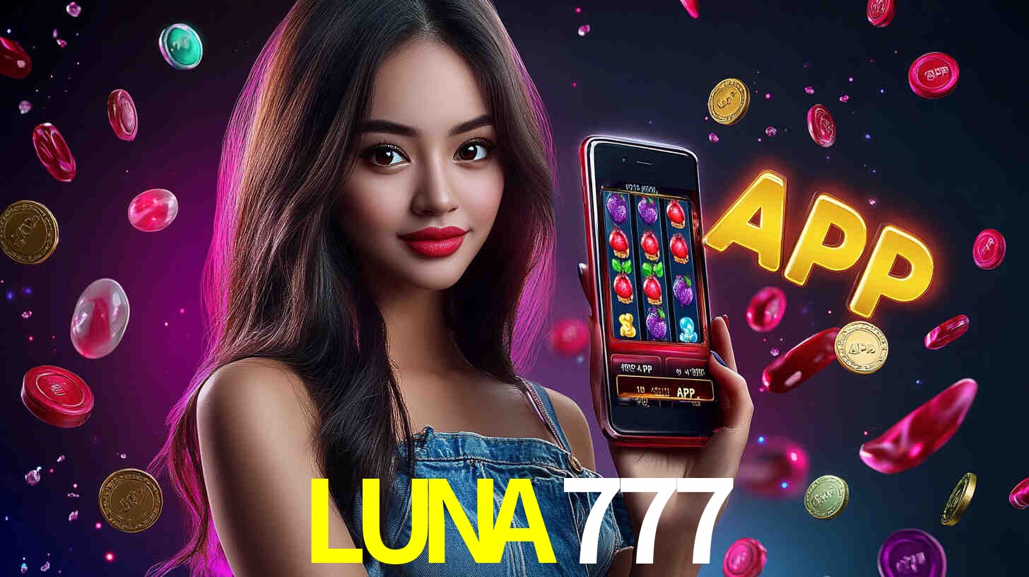 Escena dinámica inspirada en casino con iluminación LUNA777, cartas, fichas e íconos de juegos digitales en un espacio moderno de juegos.